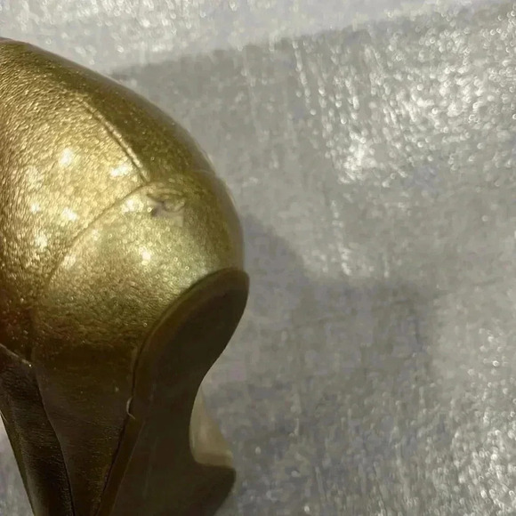 [9]Stuart  Weitzman Gold Buckle Patent Peep Toe Flat - Picture 9 of 9